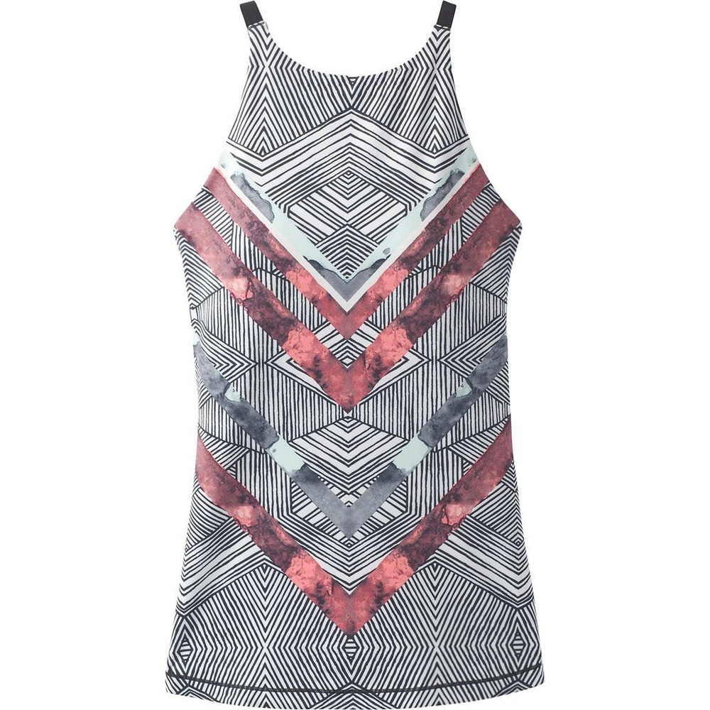 Prana Emsley Tank Top XL Geometric Chevron High Neck Strappy Back‎ Shelf Bra